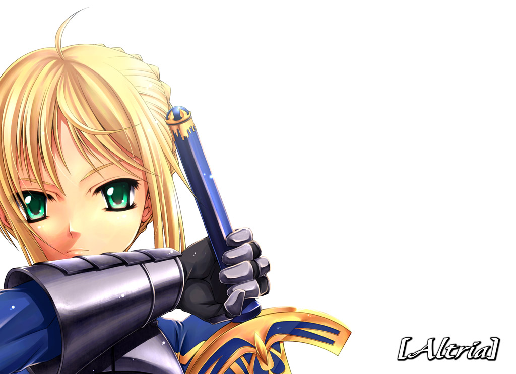 uraomote, artoria pendragon (fate), saber (fate), fate/stay night, fate (series), 00s, armor, solo, sword, weapon