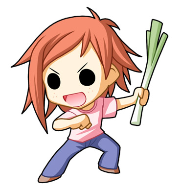 kasuga yukihito, murakami natsumi (negima), mahou sensei negima!, lowres, 00s, chibi, solo, spring onion