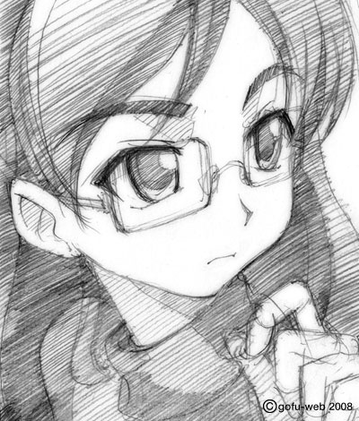 gofu, claes, gunslinger girl, lowres, traditional media, 00s, greyscale, monochrome, portrait, sketch, solo