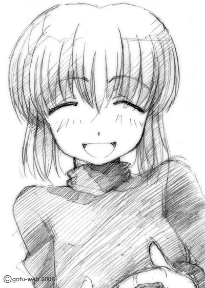 gofu, rico (gunslinger girl), gunslinger girl, traditional media, 00s, greyscale, monochrome, sketch, solo