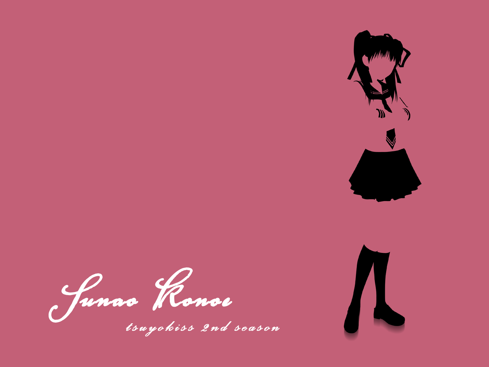 konoe sunao, tsuyokiss, highres, 1girl, character name, copyright name, crossed arms, female focus, long hair, red background, school uniform, simple background, solo, standing, twintails