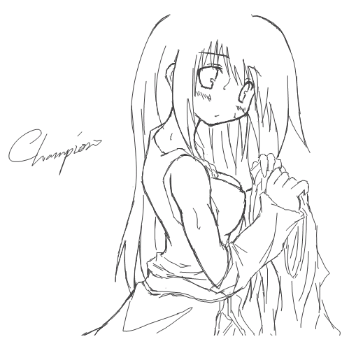 kaminagi (kaminagi-tei), champion (ragnarok online), ragnarok online, 1girl, :o, breasts, female focus, from side, greyscale, long sleeves, looking at viewer, looking back, looking to the side, monochrome, parted lips, simple background, skirt, solo, undressing, upper body, wet, white background