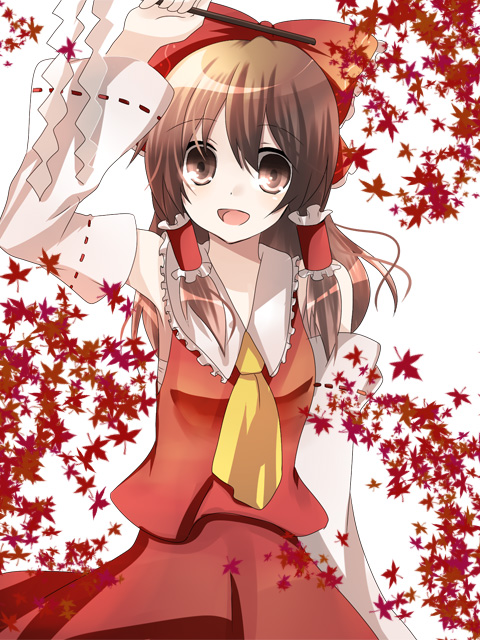 kokoro na, hakurei reimu, touhou, bad id, bad pixiv id, 1girl, female focus, japanese clothes, miko, ribbon, skirt, solo, white background