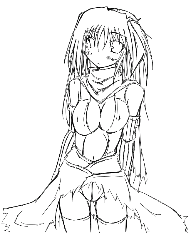kaminagi (kaminagi-tei), assassin cross (ragnarok online), ragnarok online, elbow gloves, fingerless gloves, gloves, greyscale, monochrome, solo, thighhighs, torn clothes