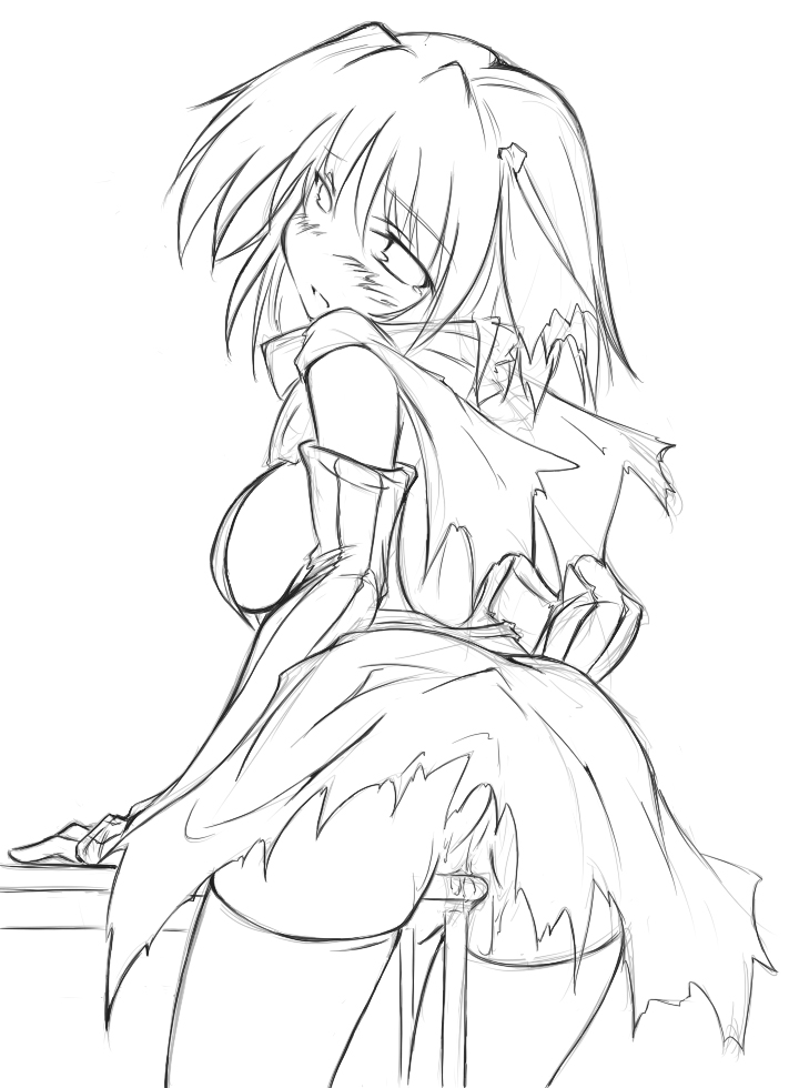 kaminagi (kaminagi-tei), assassin cross (ragnarok online), ragnarok online, 1girl, breasts, crotch rub, elbow gloves, female focus, female masturbation, gloves, greyscale, masturbation, monochrome, pussy, pussy juice, simple background, solo, table humping, thighhighs, uncensored