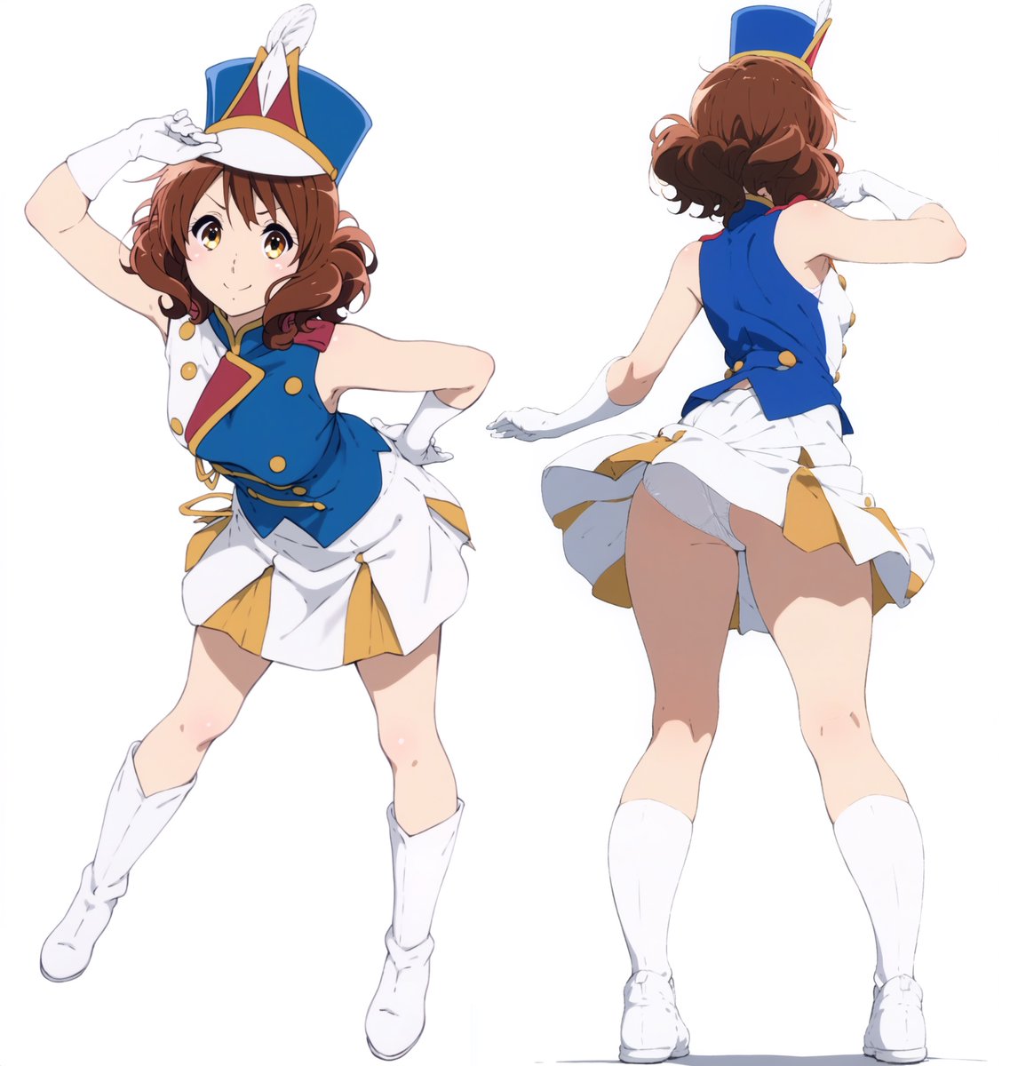 oumae kumiko, hibike! euphonium, 1girl, brown hair, panties, skirt, underwear, white panties, white skirt