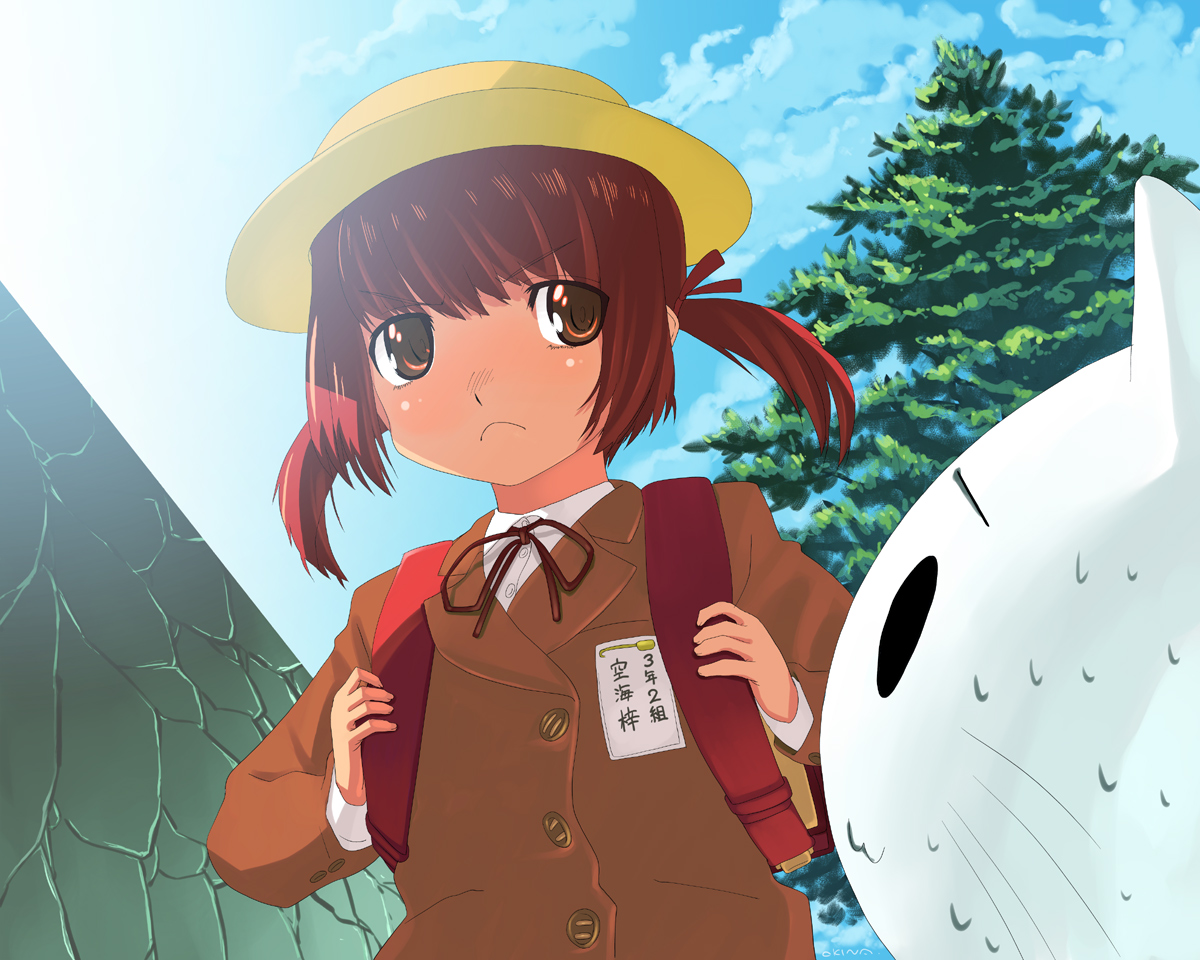 okina ika, original, tagme, hat, school uniform, serafuku, solo, twintails