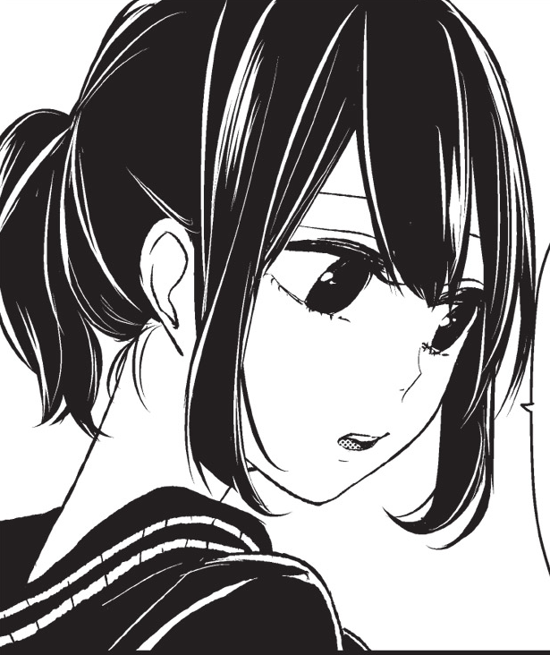 mesubarutan, takasaki misaki (koi to uso), koi to uso, non-web source, 1girl, alternate hairstyle, black hair, black shirt, close-up, hood, hoodie, looking down, monochrome, ponytail, shirt, solo