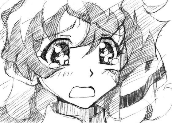 gofu, nia teppelin, tengen toppa gurren lagann, traditional media, 00s, greyscale, monochrome, sketch, solo