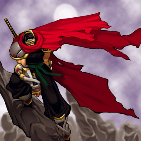 hattori hanzo, hattori hanzou, samurai spirits, snk, lowres, 1boy, half mask, male focus, mask, ninja, scarf, solo