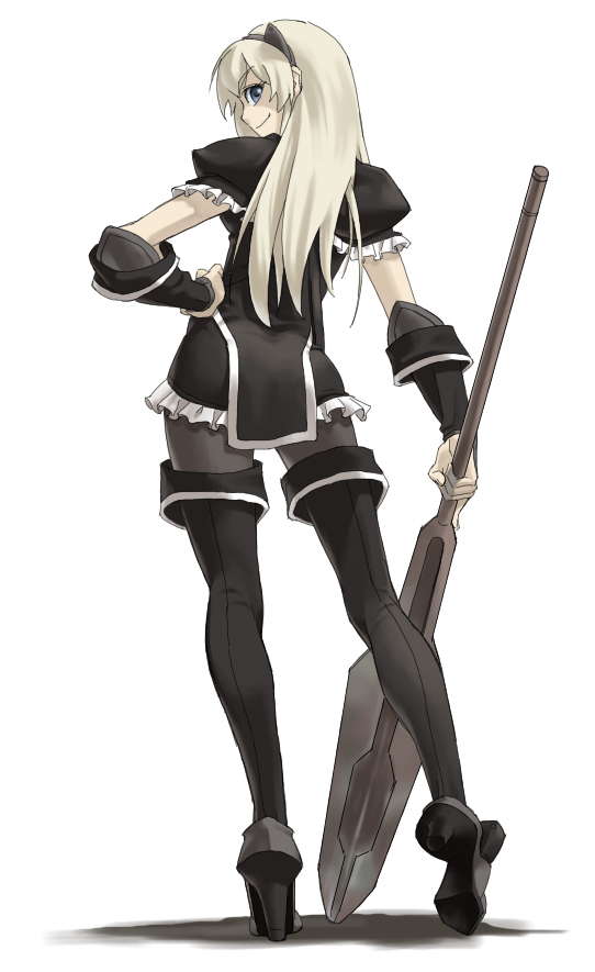 you2, fatina, druaga no tou, 1girl, female focus, full body, gothic lolita, lolita fashion, pantyhose, solo, white background