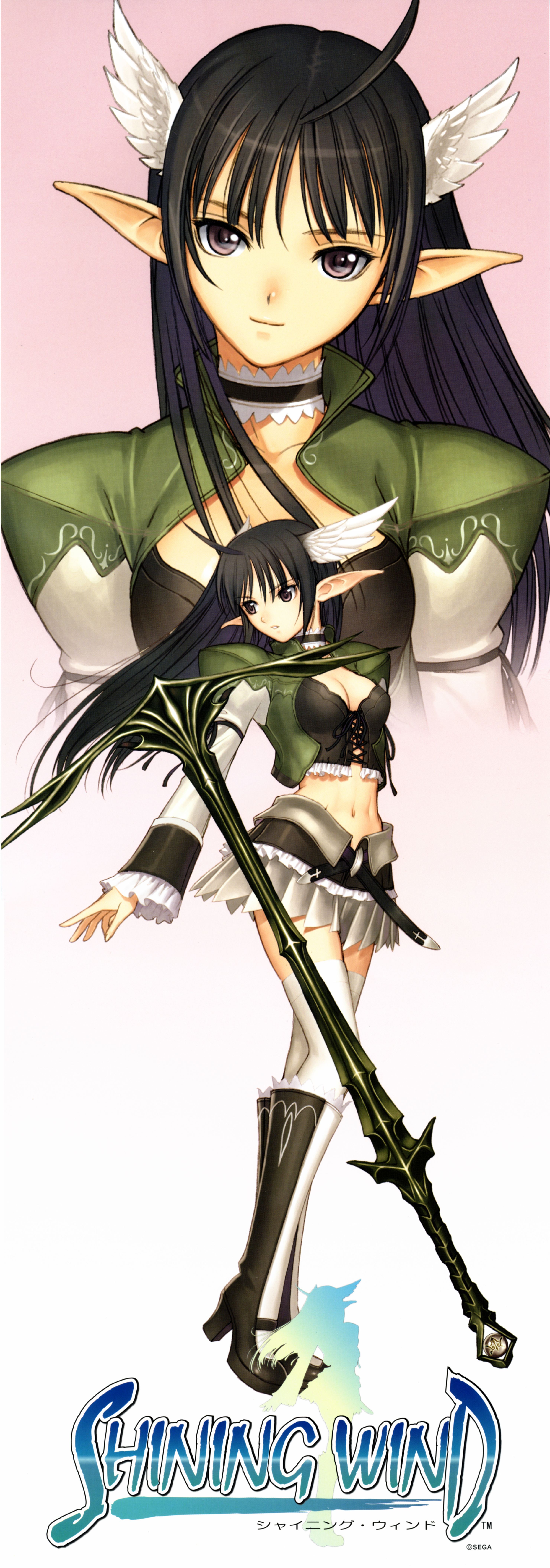 tony taka, xecty ein, sega, shining (series), shining wind, absurdres, highres, long image, tagme, tall image, color halftone