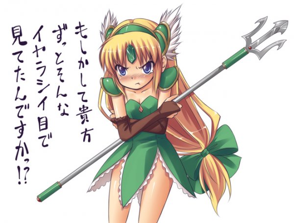 riesz, seiken densetsu, seiken densetsu 3, translation request, angry, blonde hair, bow, long hair, polearm, spear, weapon