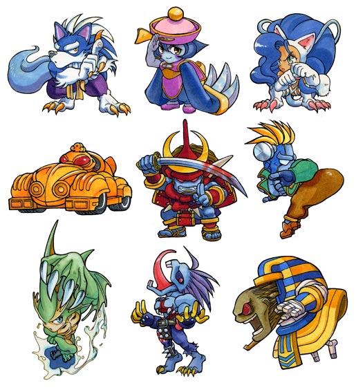 anakaris, bishamon (darkstalkers), felicia (darkstalkers), hsien-ko, huitzil (darkstalkers), jon talbain, lord raptor, rikuo (darkstalkers), victor von gerdenheim, capcom, darkstalkers, 2girls, 5boys, animal hands, big hair, brazil, chibi, everyone, flipped hair, multiple boys, multiple girls, nemes, white background