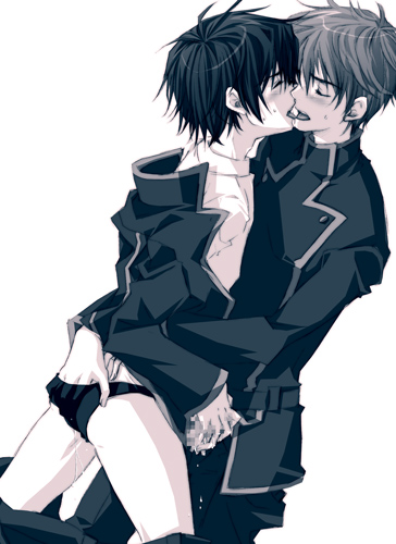 kururugi suzaku, lelouch vi britannia, code geass, lowres, 00s, 2boys, anal, anal fingering, ass, black hair, blush, brown hair, censored, closed eyes, cum, fingering, french kiss, handjob, kiss, long sleeves, male focus, male penetrated, male underwear, monochrome, multiple boys, penis, penises touching, simple background, tongue, underwear, undressing, white background, yaoi