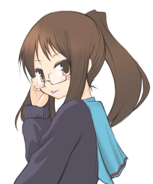 hane (hanegoya), kyonko, suzumiya haruhi no yuuutsu, gender request, 00s, 1girl, :p, female focus, genderswap, glasses, ponytail, solo, tongue, tongue out