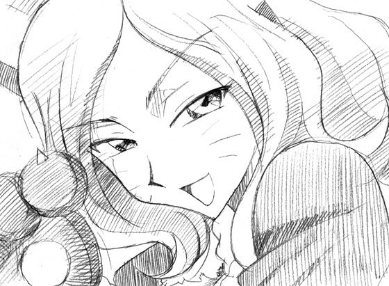 gofu, milly ashford, code geass, traditional media, 00s, greyscale, monochrome, sketch, solo, whiskers