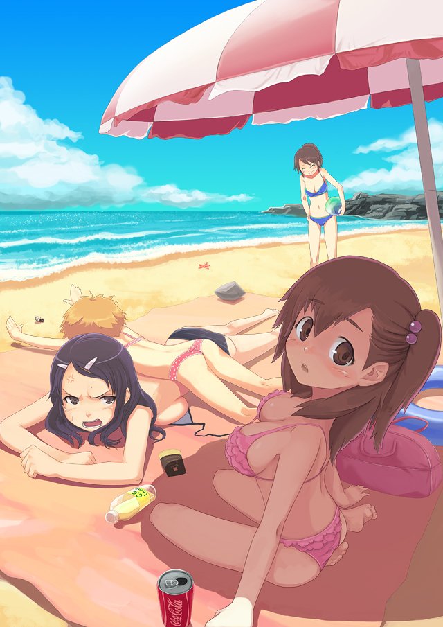 beach, bikini, breasts, cleavage, everyone, swimsuit