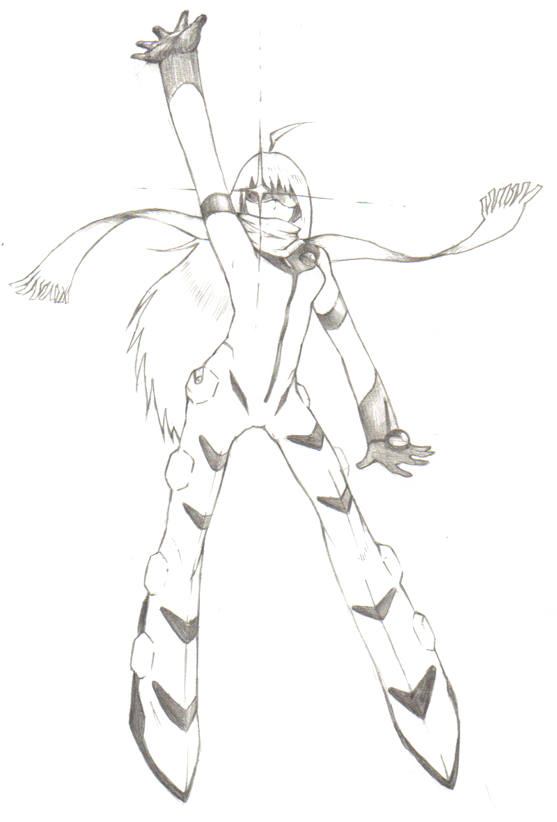 kurobuta, buster machine 7, nono (top wo nerae 2!), top wo nerae! (series), top wo nerae 2!, bad id, bad pixiv id, 00s, 1girl, ahoge, bodysuit, female focus, greyscale, long hair, monochrome, scarf, solo