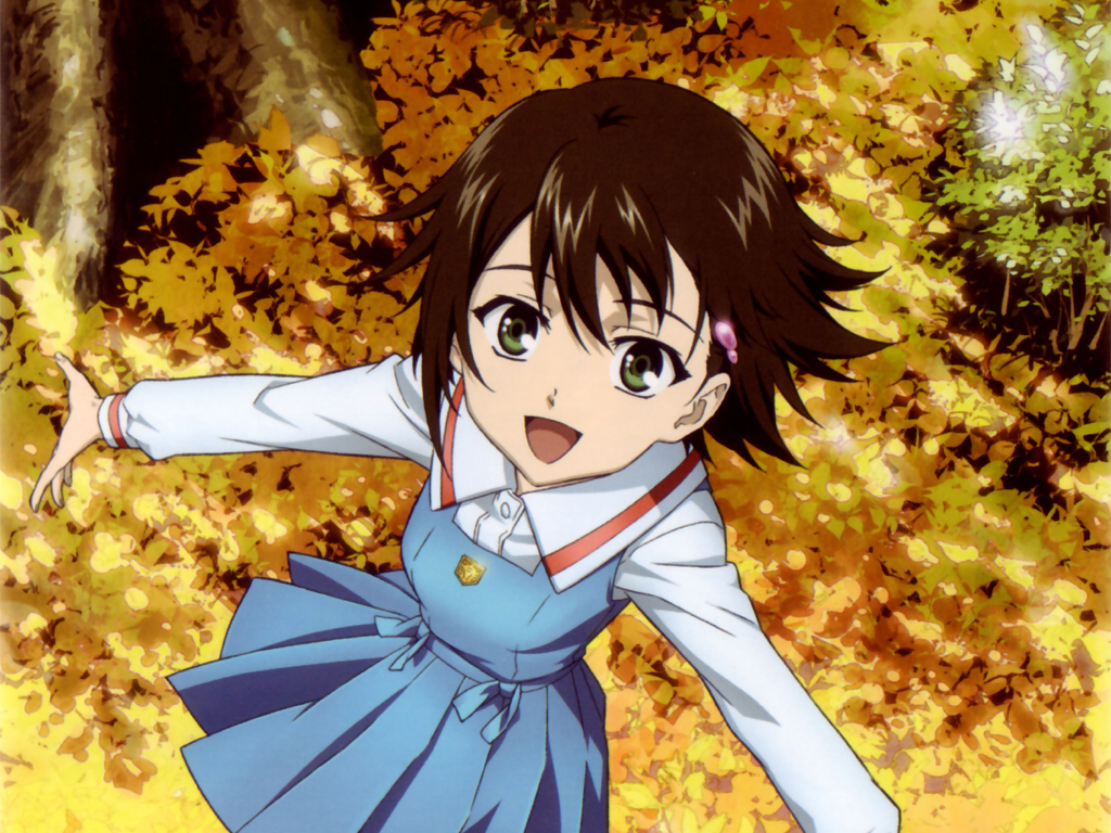 isurugi noe, true tears, tagme, 00s, brown hair, leaf, open mouth, short hair