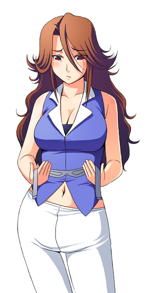 noise (tsuzuki), sumeragi lee noriega, gundam, gundam 00, bad id, bad pixiv id, 00s, 1girl, blush, brown eyes, brown hair, female focus, long hair, navel, solo