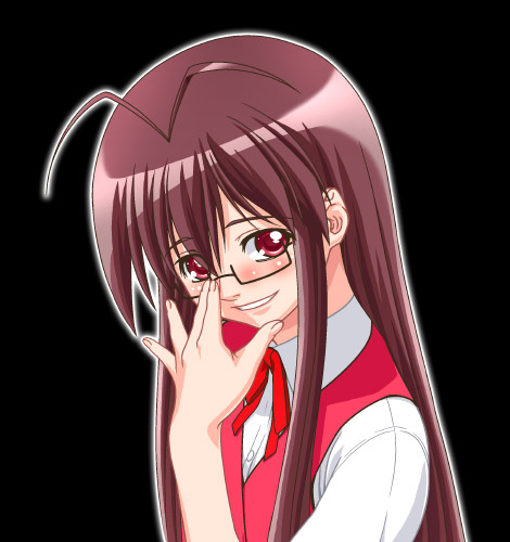 gambler club, saotome haruna, mahou sensei negima!, lowres, 00s, adjusting eyewear, glasses, school uniform, serafuku, solo