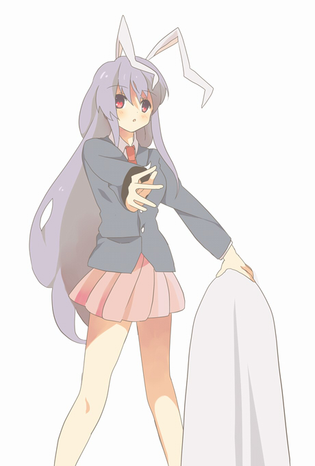 hizu, noise (hakusen), reisen udongein inaba, touhou, bad id, bad pixiv id, 1girl, animal ears, female focus, rabbit ears, simple background, solo, standing