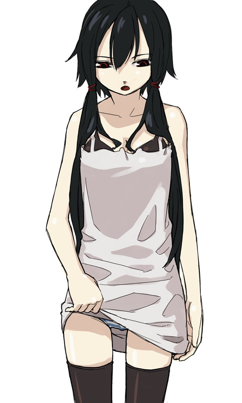 itsutsu, original, clothes lift, panties, pantyshot, shirt lift, solo, thighhighs, underwear