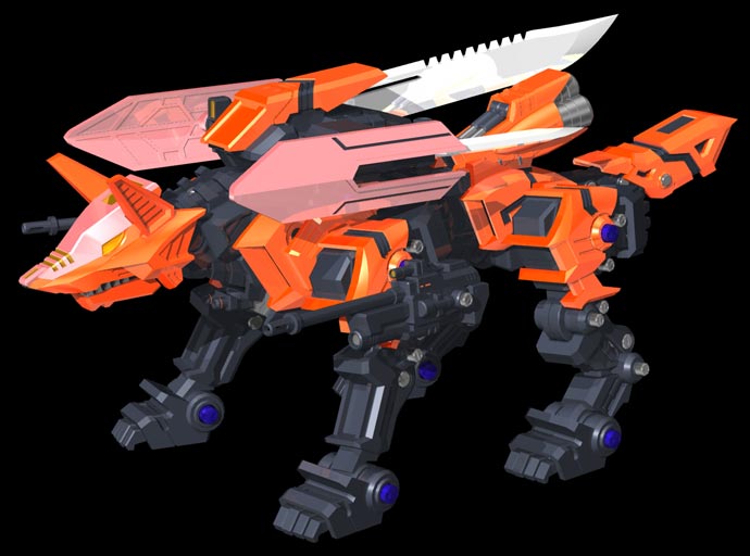 morikawadan, zoids, zoids genesis, 00s, gun, mecha, robot, sword, sword wolf, weapon, wolf