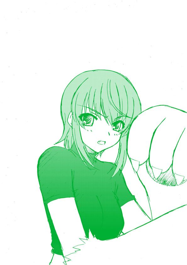 amatsuki aruto, riza wildman, kaibutsu oujo, tagme, 00s, animal hands, monochrome