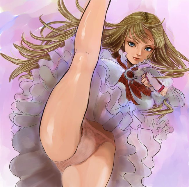 kito (coyo), emilie de rochefort, tekken, 1girl, blonde hair, blue eyes, female focus, gloves, high kick, kicking, panties, pantyshot, solo, split, standing, standing on one leg, standing split, underwear