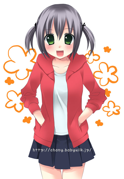 chany, nishizawa ayumu, hayate no gotoku!, 00s, blush, casual, green eyes, solo, twintails