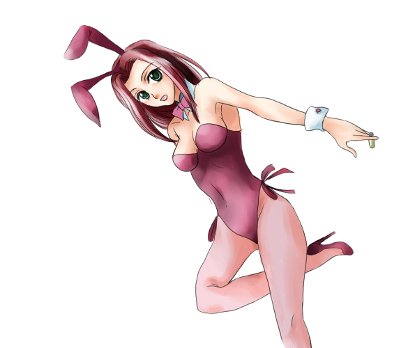 kouzuki kallen, code geass, 00s, animal ears, fake animal ears, leotard, pantyhose, pink pantyhose, playboy bunny, rabbit ears, solo