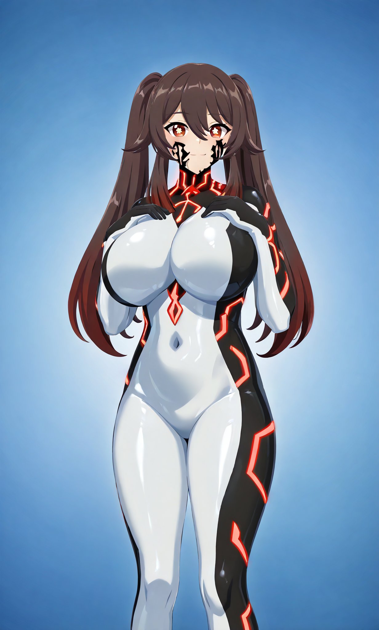 hu tao (genshin impact), upgrade (ben 10), genshin impact, highres, non-web source, bodysuit, latex, latex bodysuit