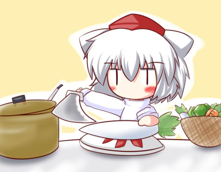 r pascal, inubashiri momiji, touhou, lowres, 1girl, animal ears, female focus, hat, solo, sword, weapon, wolf ears