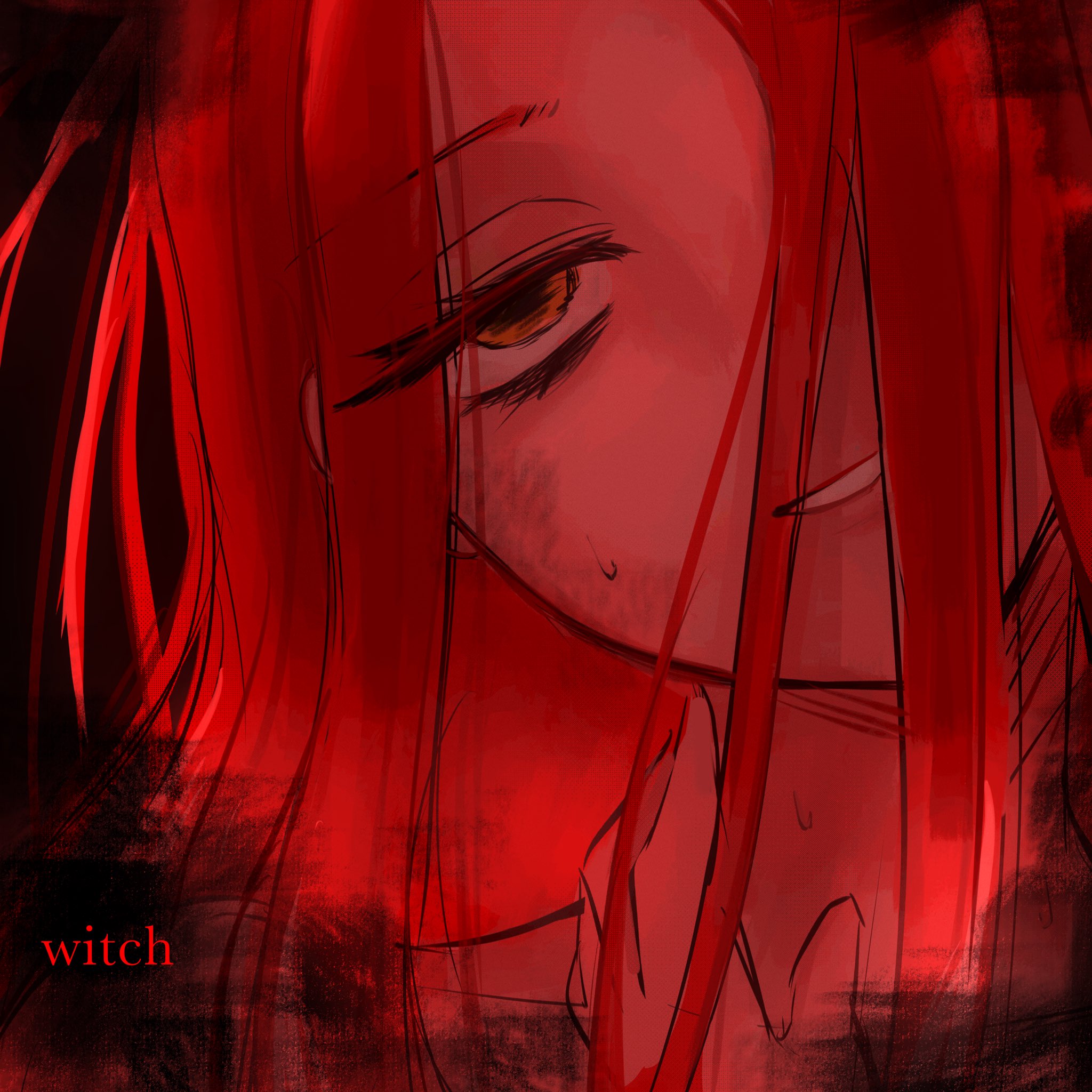 mizi (alien stage), alien stage, commentary, hashtag-only commentary, highres, 1girl, close-up, english text, hair over one eye, hand on own neck, head tilt, long hair, pink hair, solo, song name, zlepyun