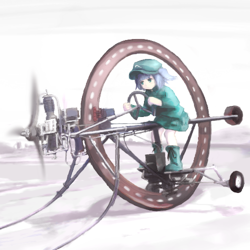 tsubasa (abchipika), kawashiro nitori, touhou, lowres, 1girl, female focus, machine, solo, two side up