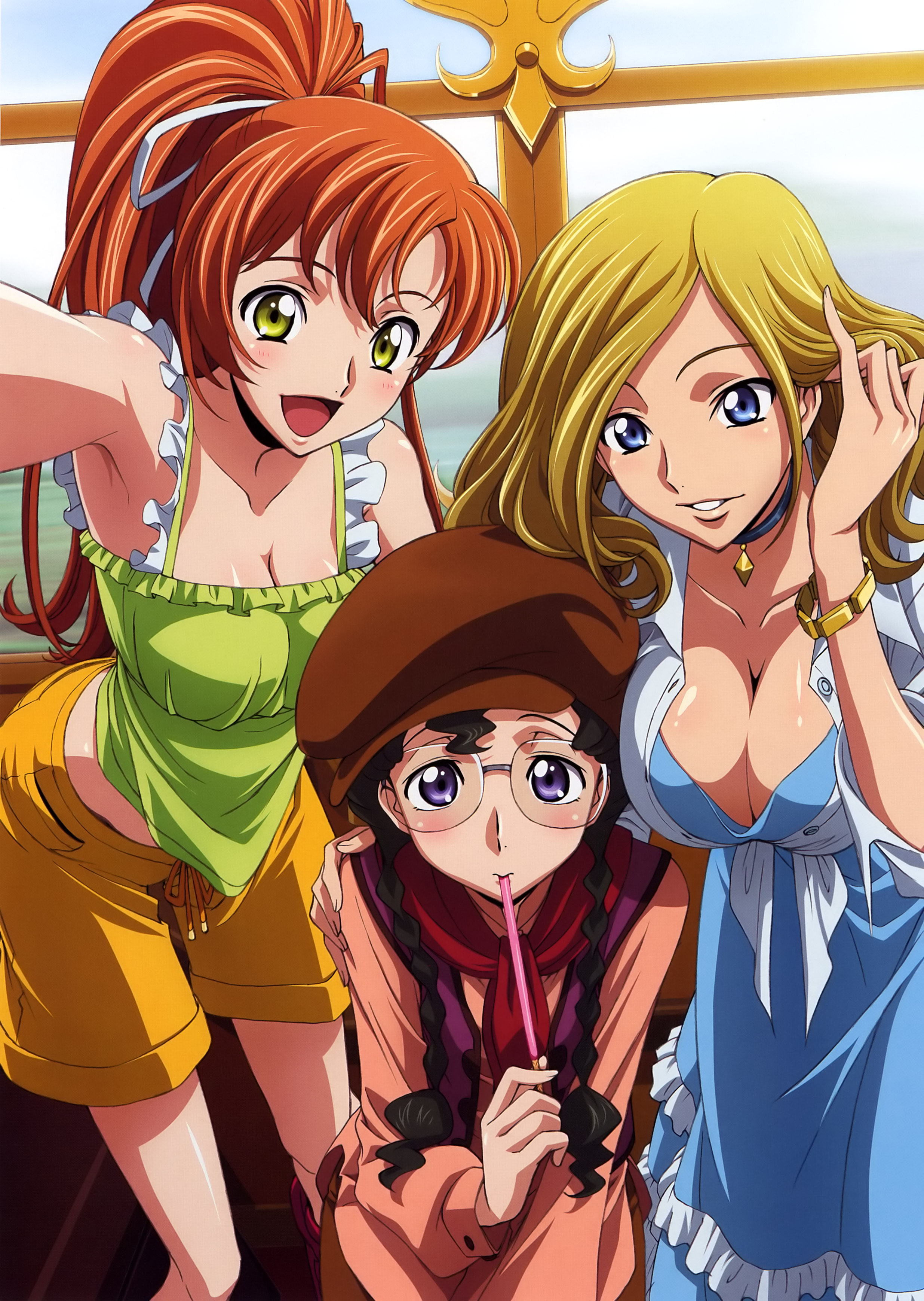 milly ashford, nina einstein, shirley fenette, code geass, absurdres, highres, official art, tagme, 00s