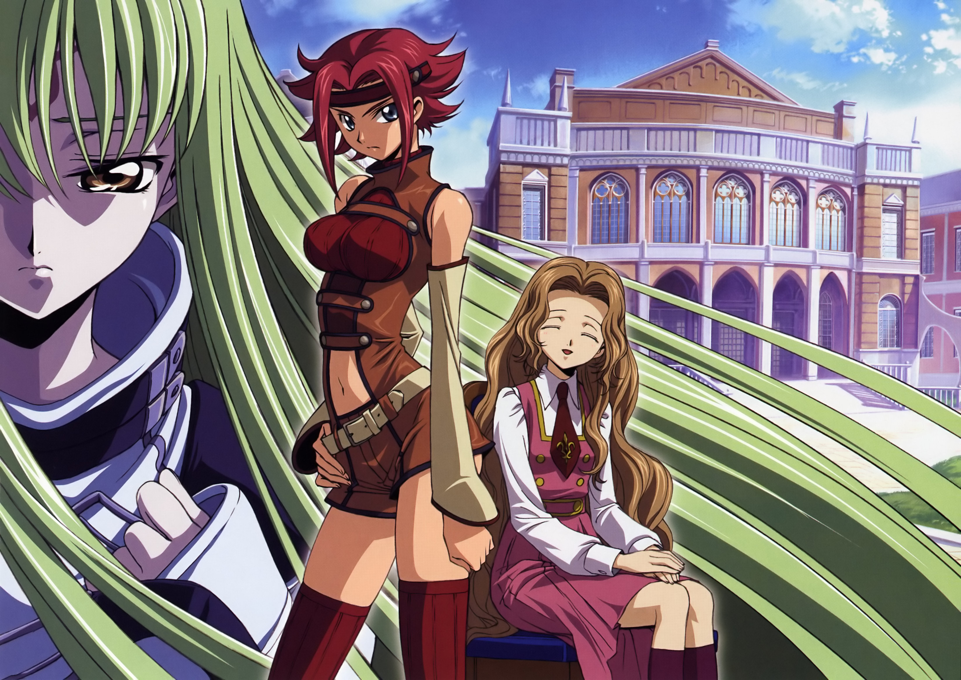 c.c., kouzuki kallen, nunnally vi britannia, code geass, absurdres, highres, tagme, 00s