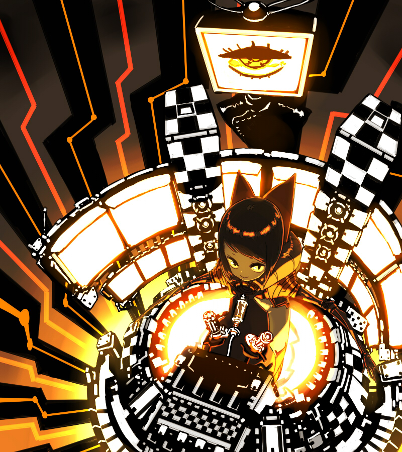 asgr, original, bad id, bad pixiv id, 1girl, bow, female focus, robot, science fiction, solo