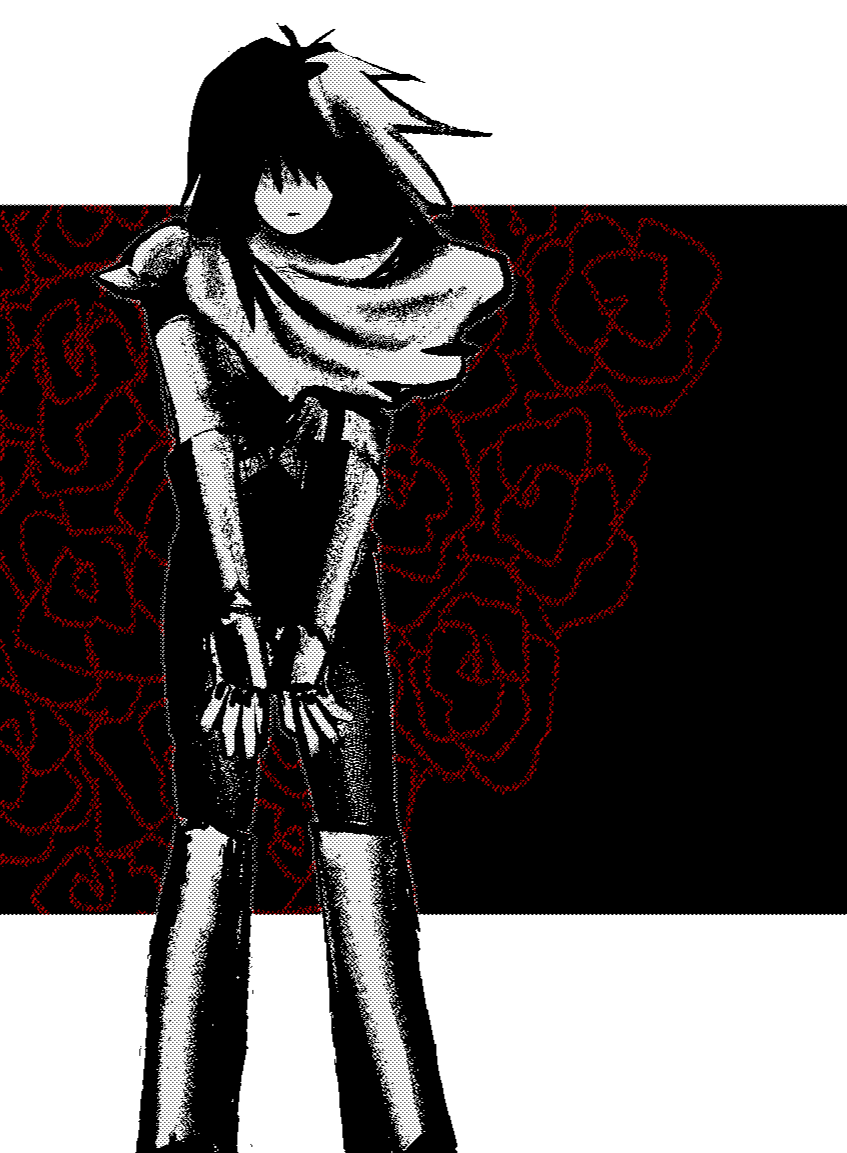 kris (dark world) (deltarune), kris (deltarune), deltarune, utdr (toby fox), 1other, armor, black hair, cape, flower, gloves, moldfungus, other focus, red flower, red rose, rose, solo, standing