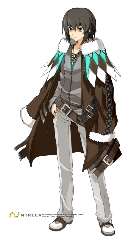 armcho, trickster (ntreev soft), 10s, 1boy, belt, black hair, full body, headband, male focus, short hair, solo, standing