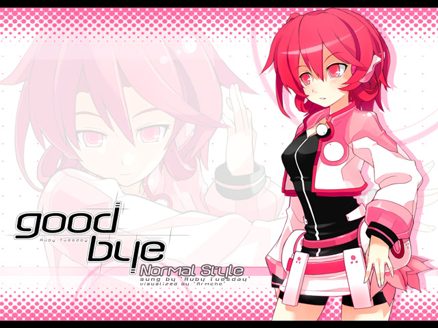 armcho, djmax, djmax portable, cowboy shot, jacket, red eyes, red hair, short hair, solo