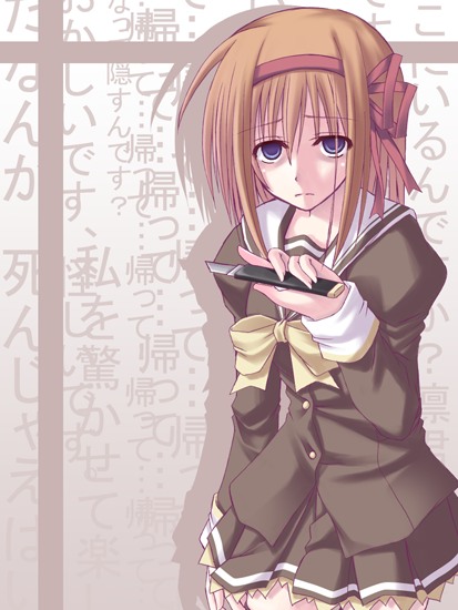 kago no tori, fuyou kaede, shuffle!, bad id, bad pixiv id, 00s, boxcutter, school uniform, serafuku, solo, yandere