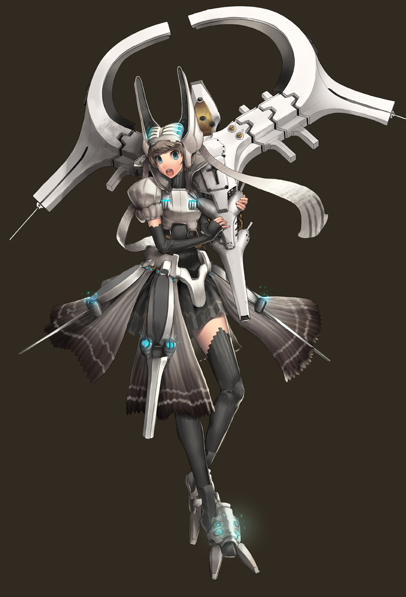 juun, original, pixiv fantasia, pixiv fantasia 1, bad id, bad pixiv id, 1girl, blue eyes, female focus, mecha, mecha musume, robot, science fiction, solo, thighhighs
