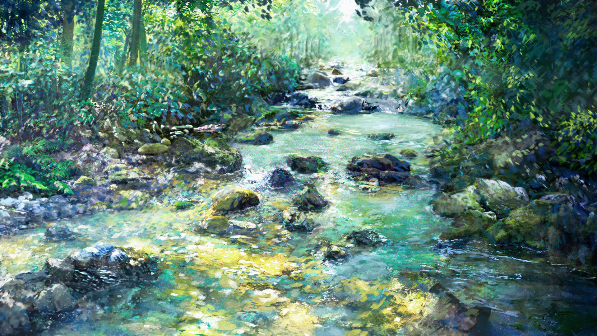 zaq (pgvc4472), original, commentary, highres, day, forest, landscape, nature, no humans, outdoors, scenery, stream, water