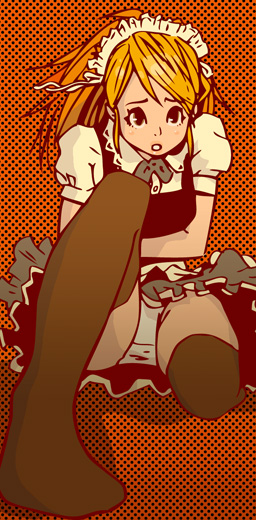 k2r, kita koutarou, original, long hair, maid, orange hair, panties, thighhighs, underwear