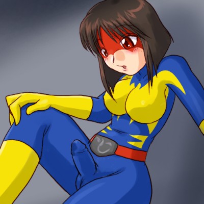 lowres, tagme, 1futa, breasts, bulge, futanari, gradient background, hazard, penis, purple theme, solo
