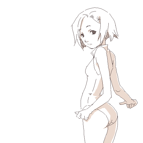 lowres, tagme, 1girl, female focus, monochrome, oekaki, solo