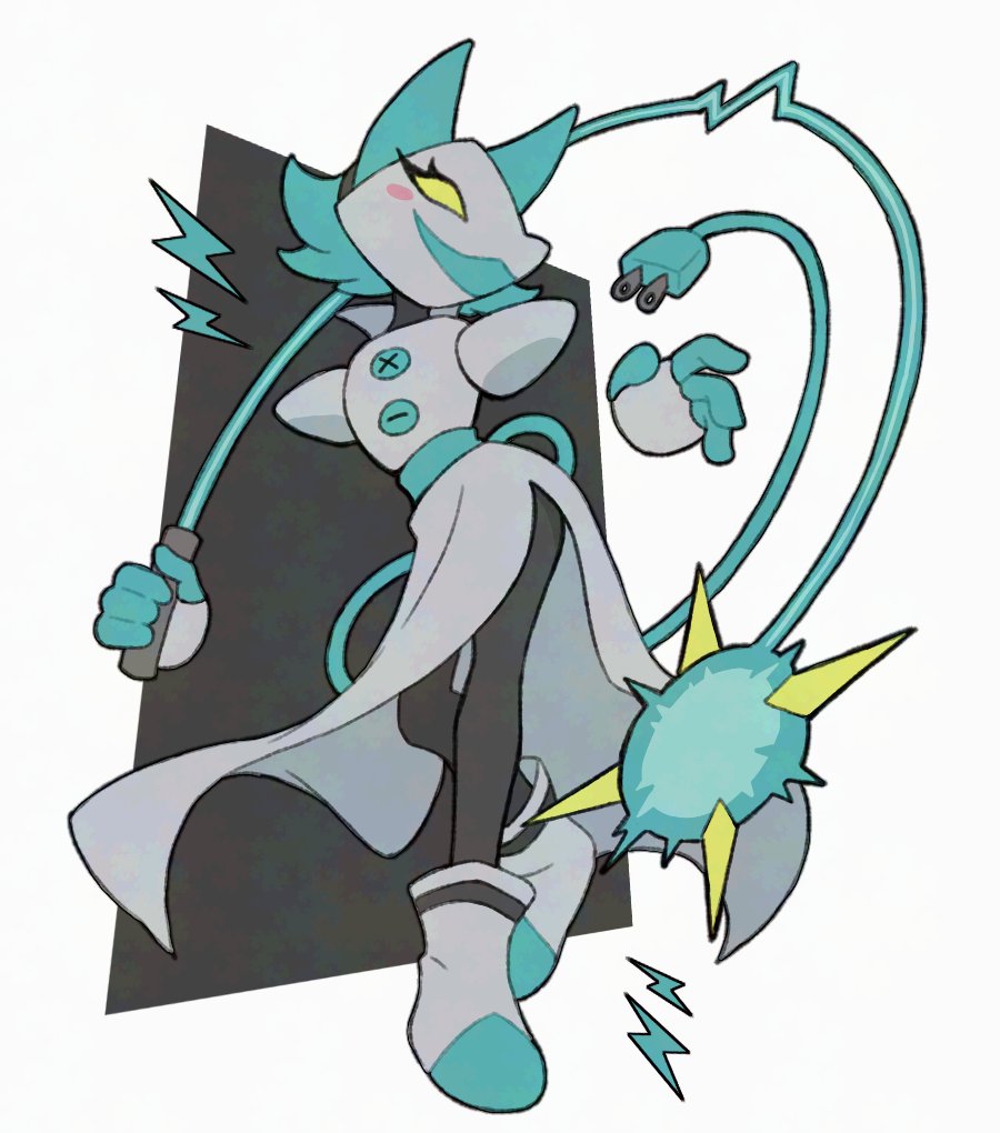 teo (teorekka), tasque manager, deltarune, utdr (toby fox), 1girl, :3, black pantyhose, boots, cable, cable tail, cat girl, dress, electric plug, electric plug tail, full body, mechanical tail, open mouth, pantyhose, rayman limbs, smile, solo, tail, white boots, white dress, yellow eyes